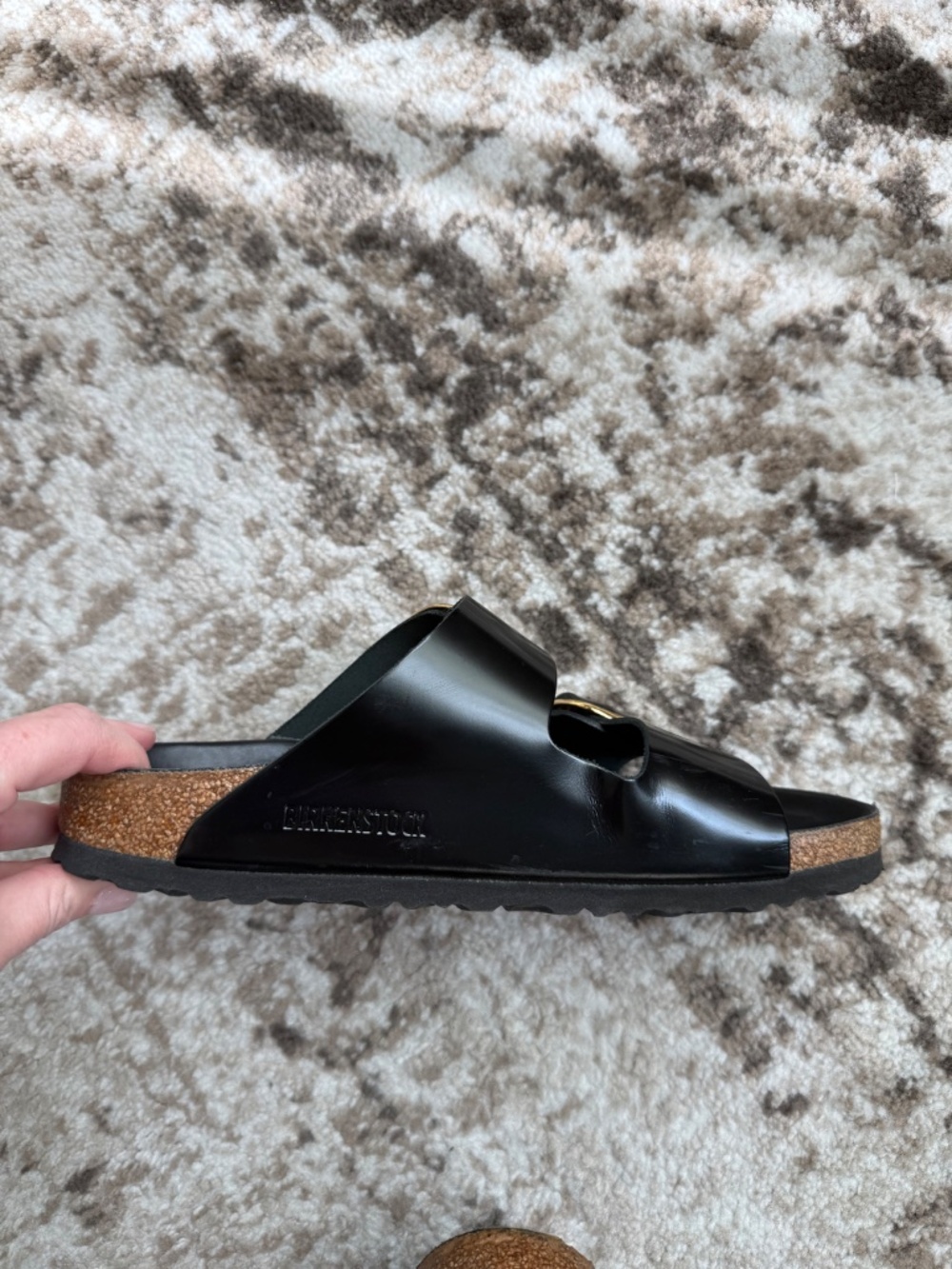 Birkenstock Arizona Big Buckle High Shine Sandals in Black Size 38 - Picture 7 of 10